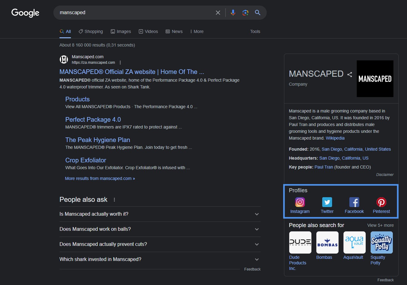 manscaped sociale profiler i knowledge graph